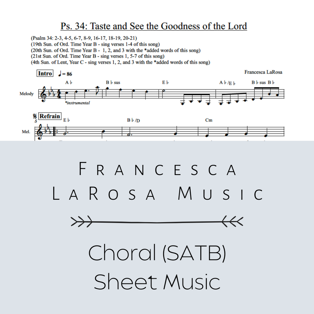 Psalm 34 - Taste and See the Goodness of the Lord (SATB Metered Verses)