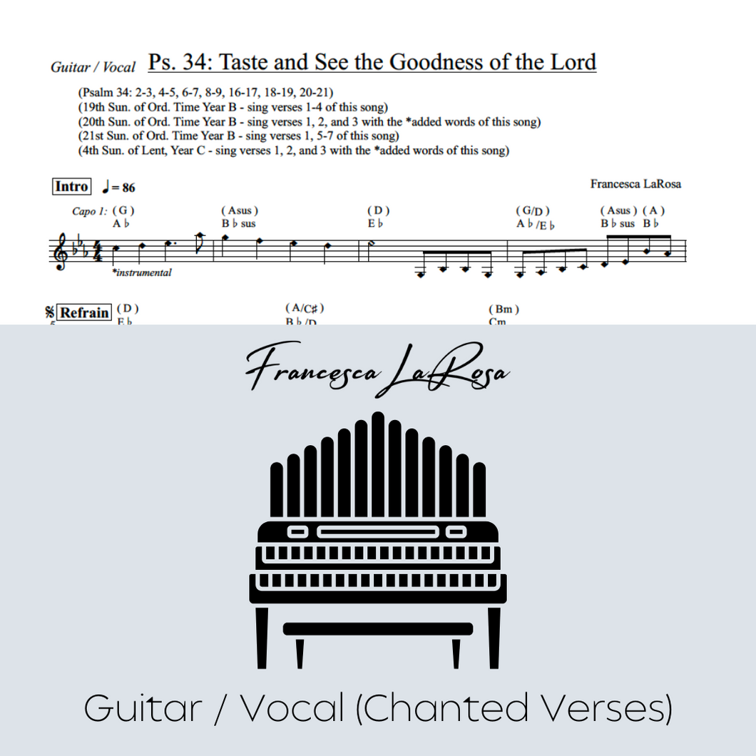 Psalm 34 - Taste and See the Goodness of the Lord (Guitar / Vocal Chanted Verses)