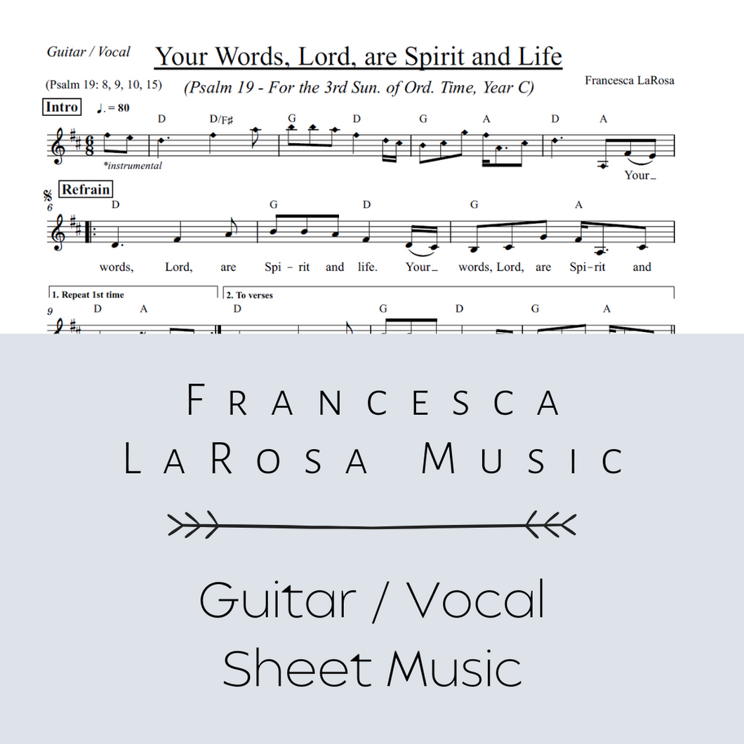 Psalm 19 - Your Words, Lord, are Spirit and Life (3rd Sun. Ord. Time) (Guitar / Vocal Metered Verses)