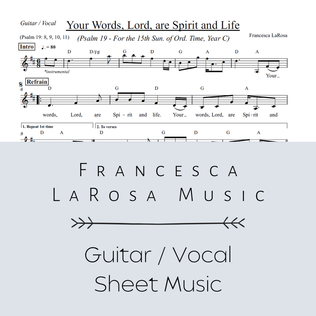 Psalm 19 - Your Words, Lord, are Spirit and Life (15th Sun. Ord. Time) (Guitar / Vocal Metered Verses)