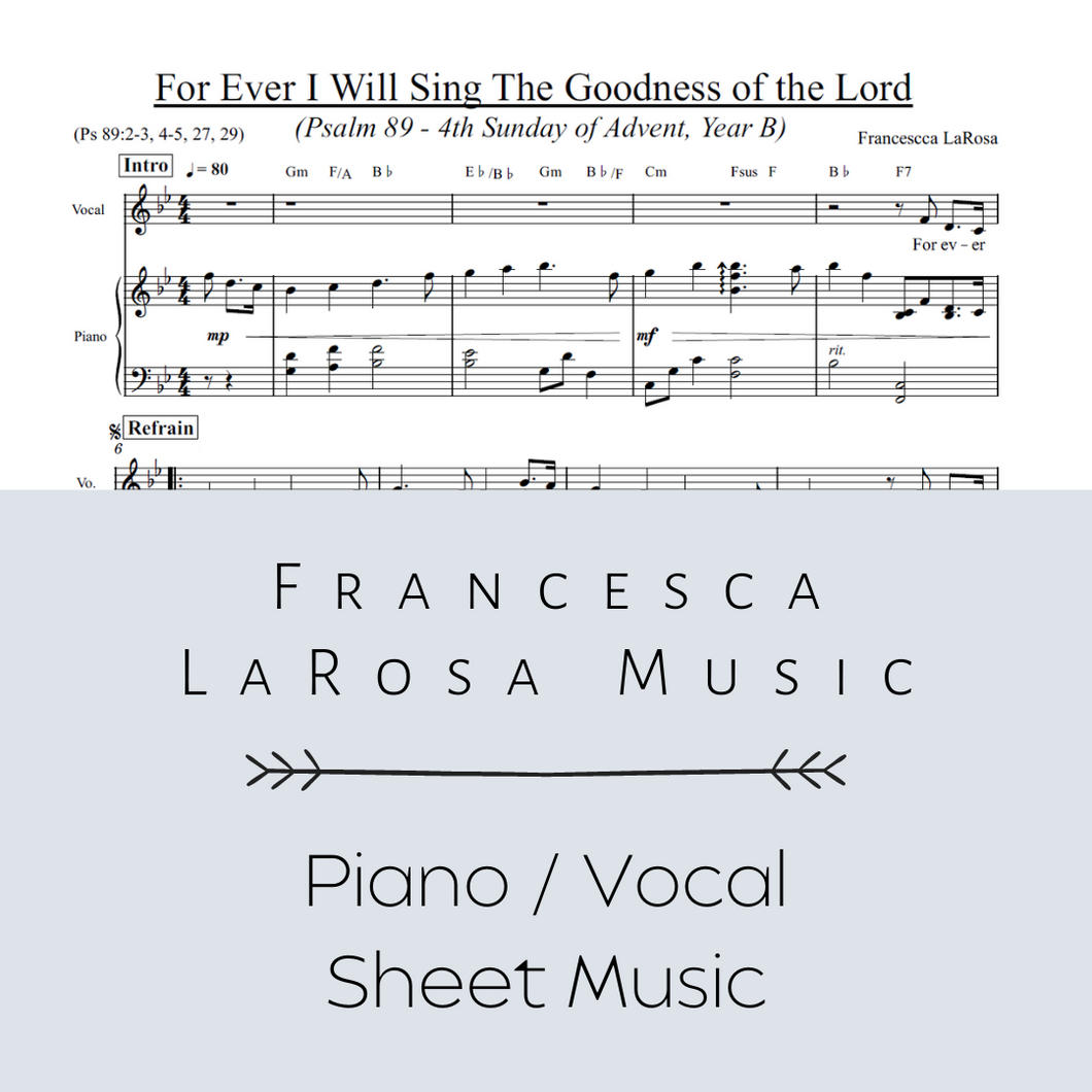 Psalm 89 - For Ever I Will Sing (4th Sun. of Advent) (Piano / Vocal Metered Verses)