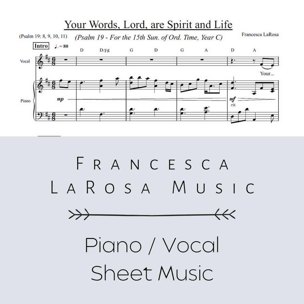 Psalm 19 - Your Words, Lord, are Spirit and Life (15th Sun. Ord. Time) (Piano / Vocal Metered Verses)