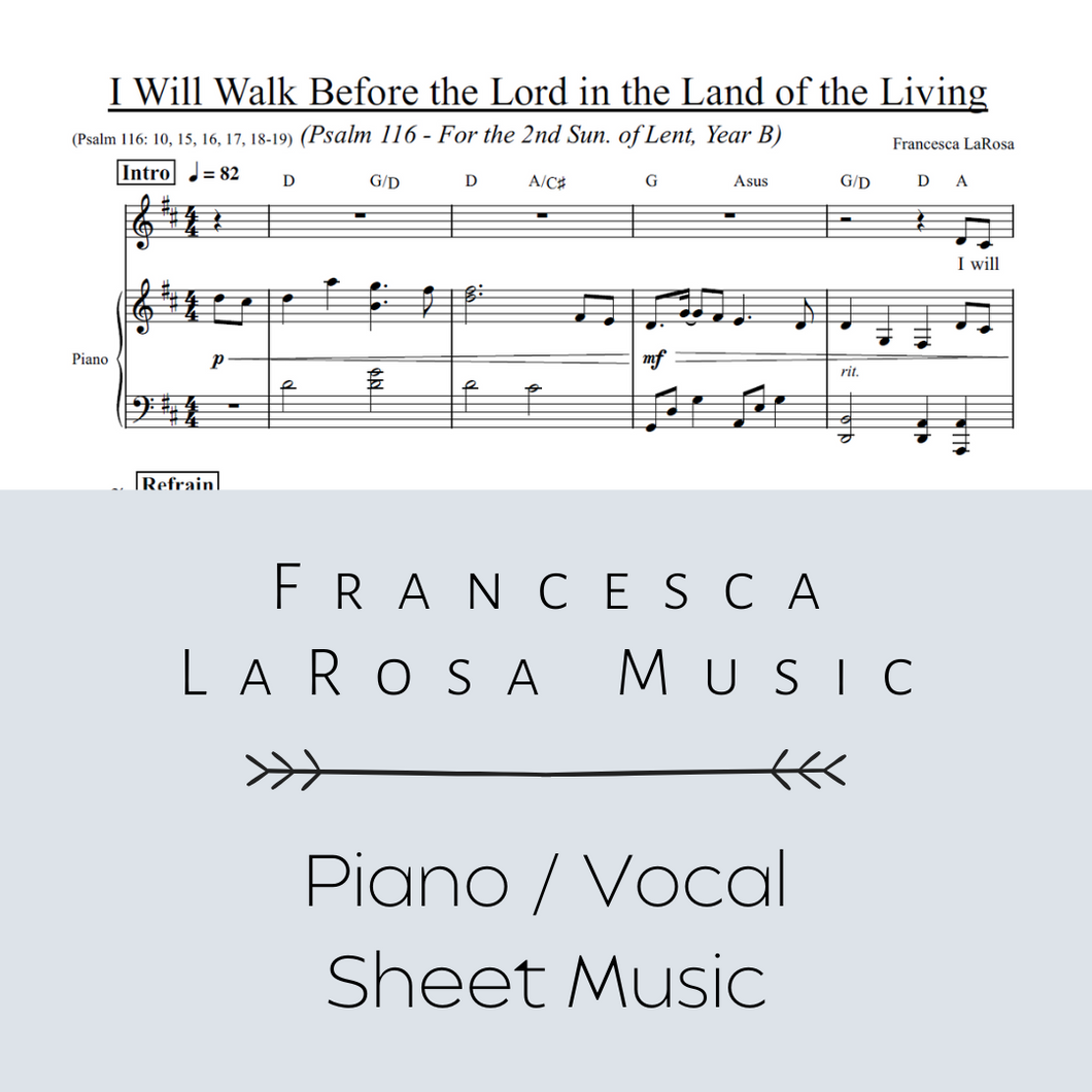 Psalm 116 - I Will Walk Before the Lord (Lent) (Piano / Vocal Metered Verses)