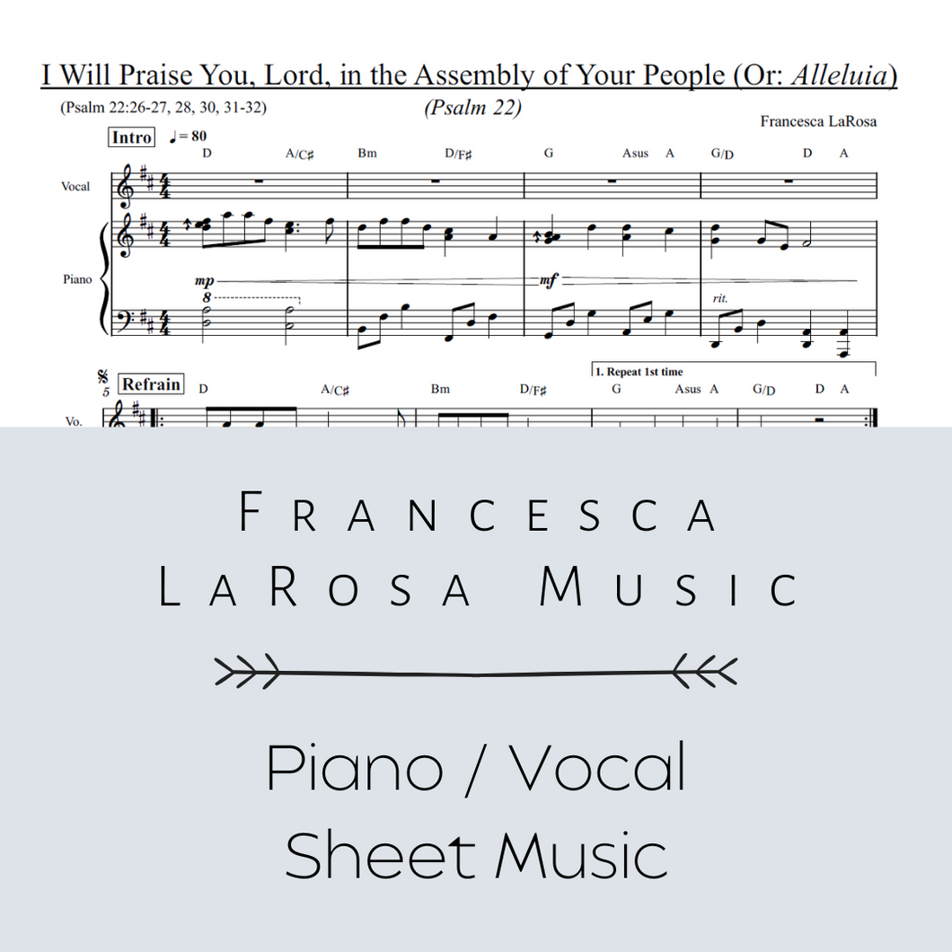 Psalm 22 - I Will Praise You, Lord (Piano / Vocal Metered Verses)