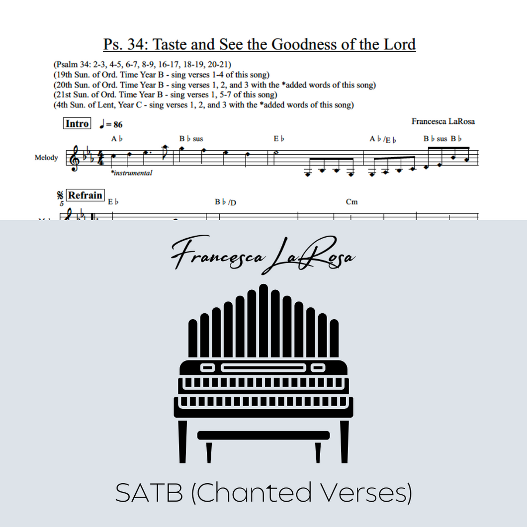 Psalm 34 - Taste and See the Goodness of the Lord (SATB Chanted Verses)