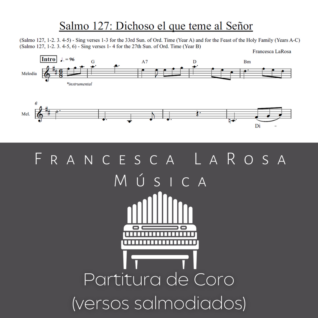 Salmo 127 - Dichoso el que teme al Señor (Choir SATB Chanted Verses)