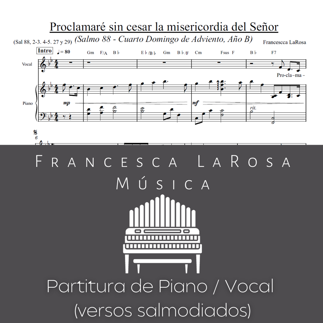 Salmo 88 - Proclamaré sin cesar (4 Dom. de Adviento) (Piano / Vocal Chanted Verses)