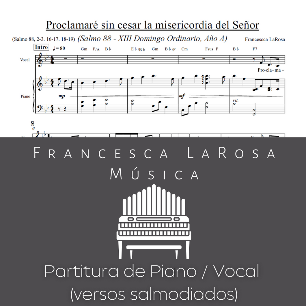 Salmo 88 - Proclamaré sin cesar (13 Dom. Ordinario) (Piano / Vocal Chanted Verses)
