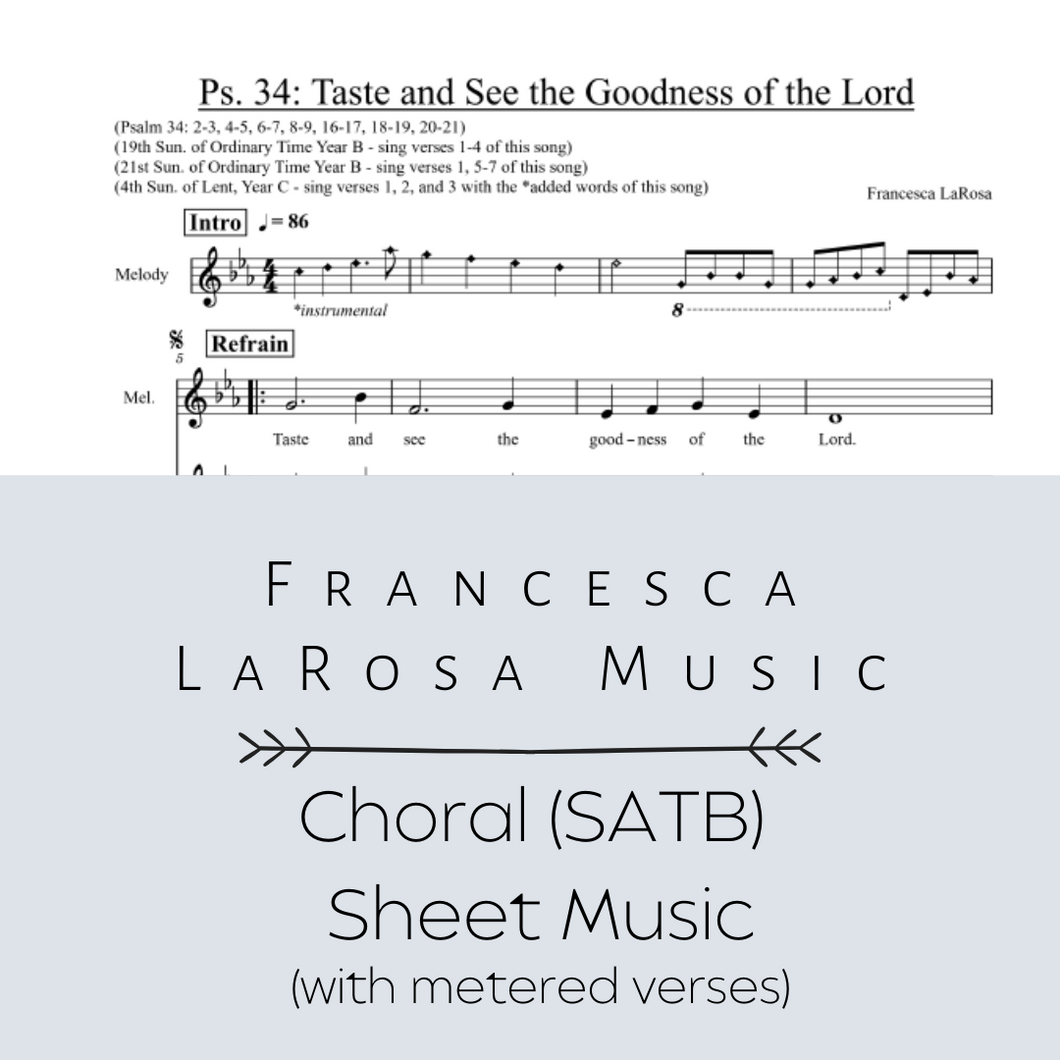 Psalm 34 - Taste and See the Goodness of the Lord (SATB Metered Verses)