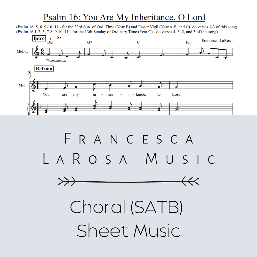Psalm 16 - You Are My Inheritance, O Lord (Choir SATB Metered Verses)