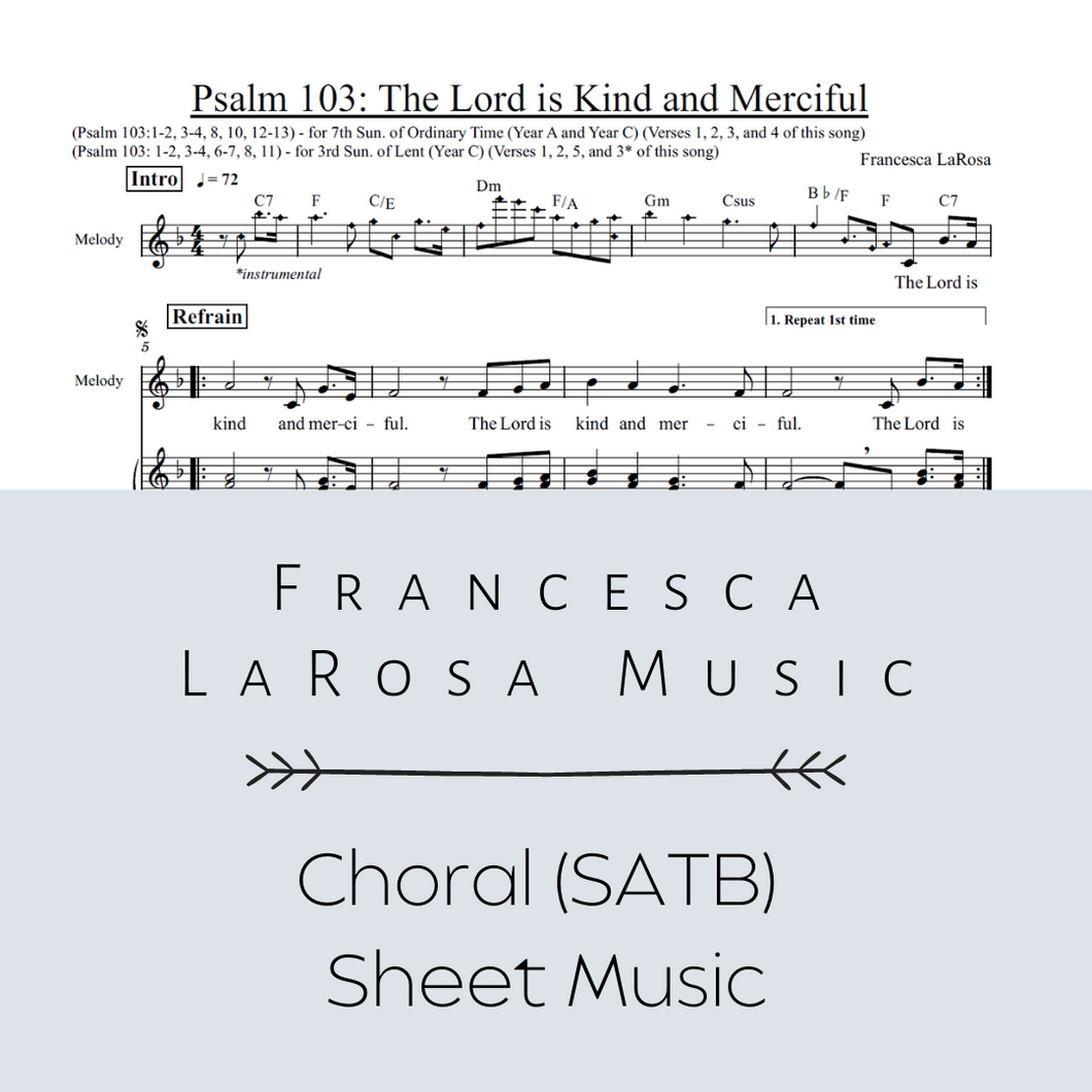 Psalm 103 - The Lord is Kind and Merciful (Choir SATB Metered Verses)
