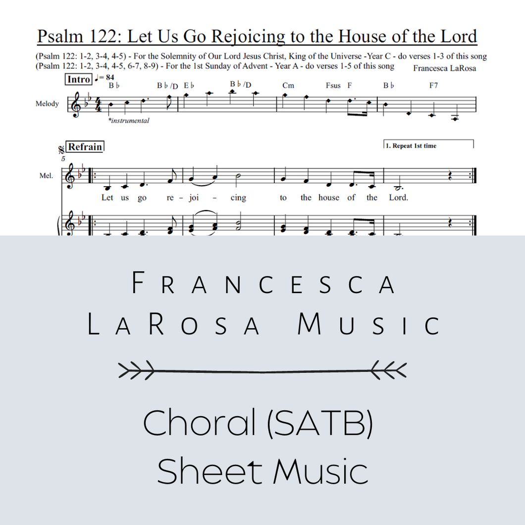 Psalm 122 - Let Us Go Rejoicing to the House of the Lord (Choir SATB Metered Verses)