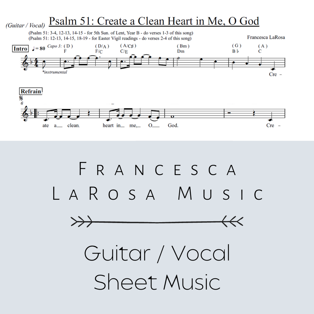 Psalm 51 - Create A Clean Heart In Me (Guitar / Vocal Metered Verses)