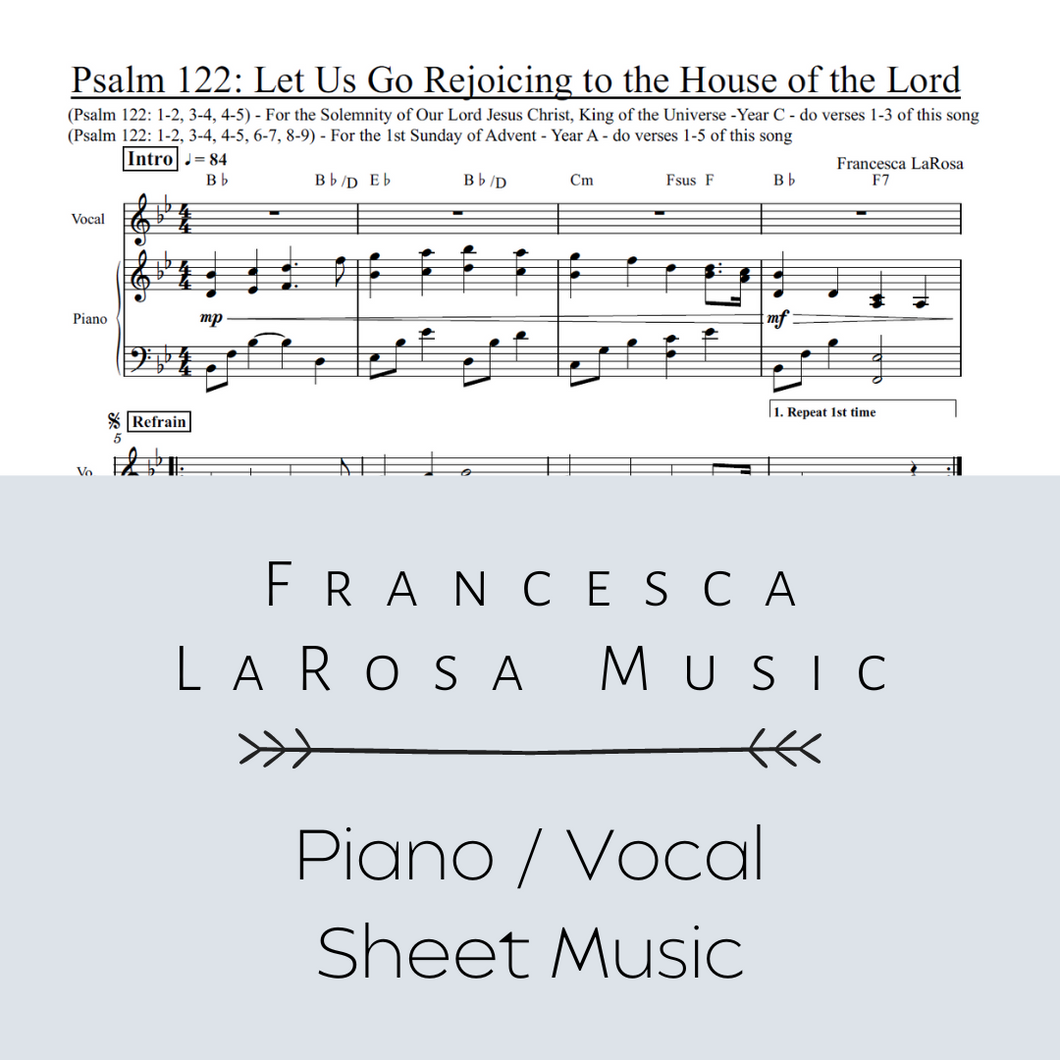 Psalm 122 - Let Us Go Rejoicing to the House of the Lord (Piano / Vocal Metered Verses)