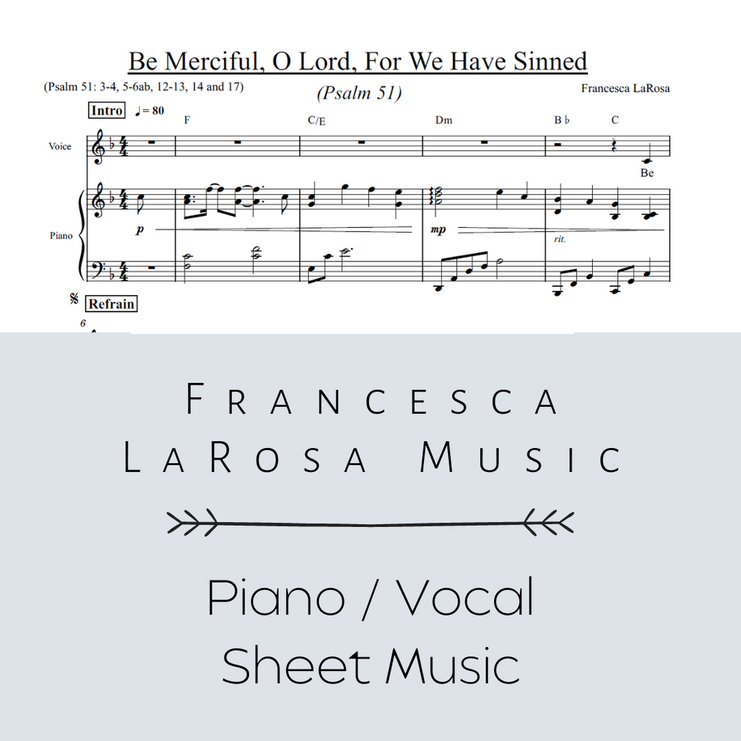 Psalm 51 - Be merciful, O Lord, for We Have Sinned (Piano / Vocal Metered Verses)