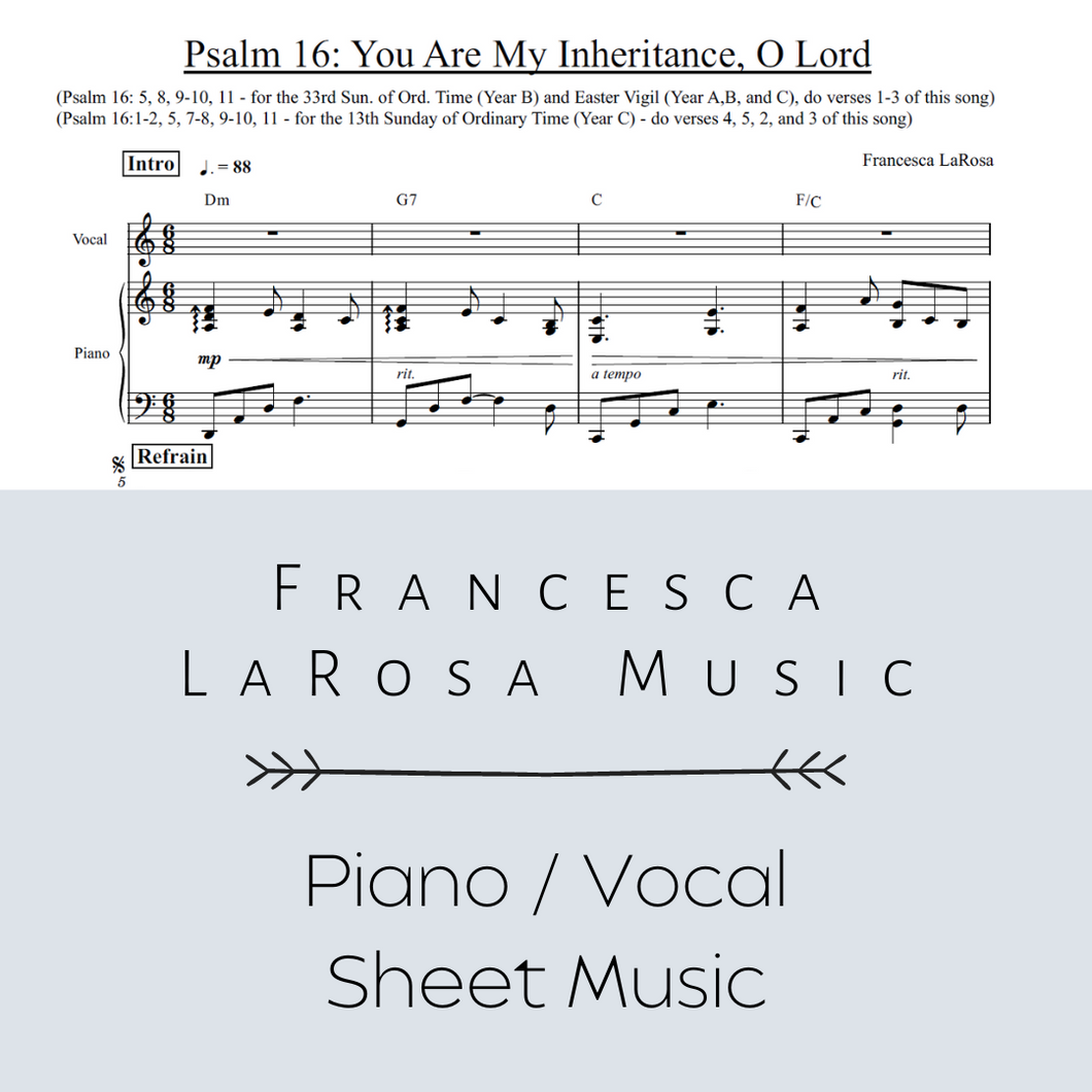 Psalm 16 - You Are My Inheritance, O Lord (Piano / Vocal Metered Verses)