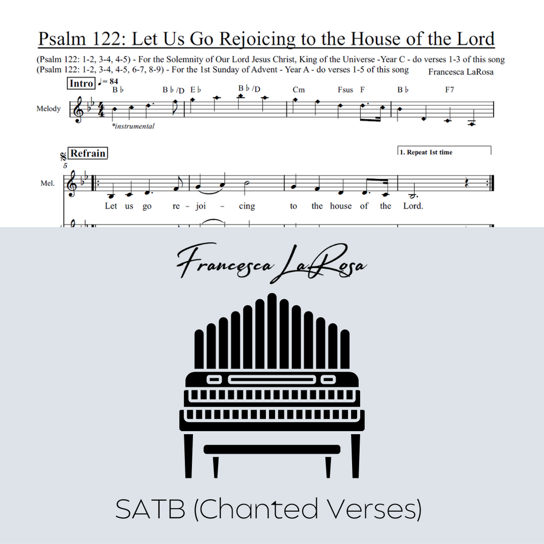 Psalm 122 - Let Us Go Rejoicing to the House of the Lord (Choir SATB Chanted Verses)